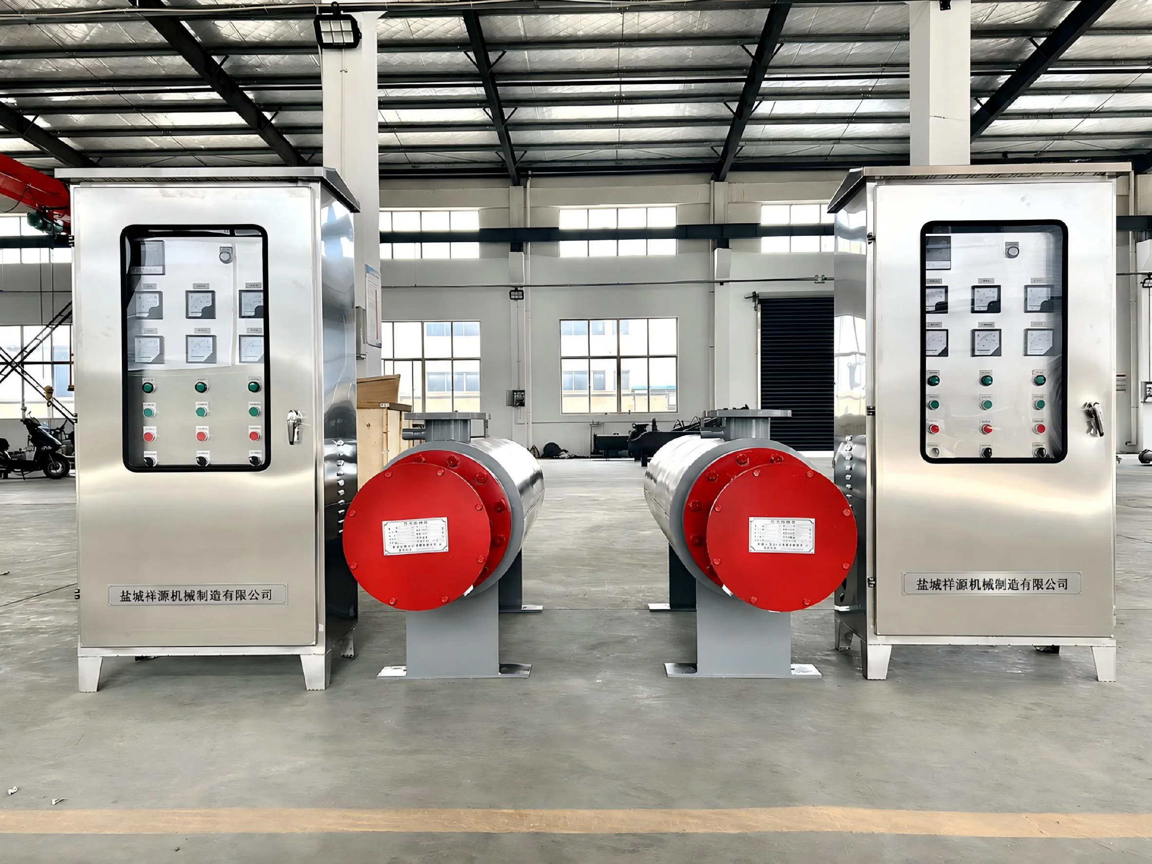 electric compressed air heater system with control cabinets