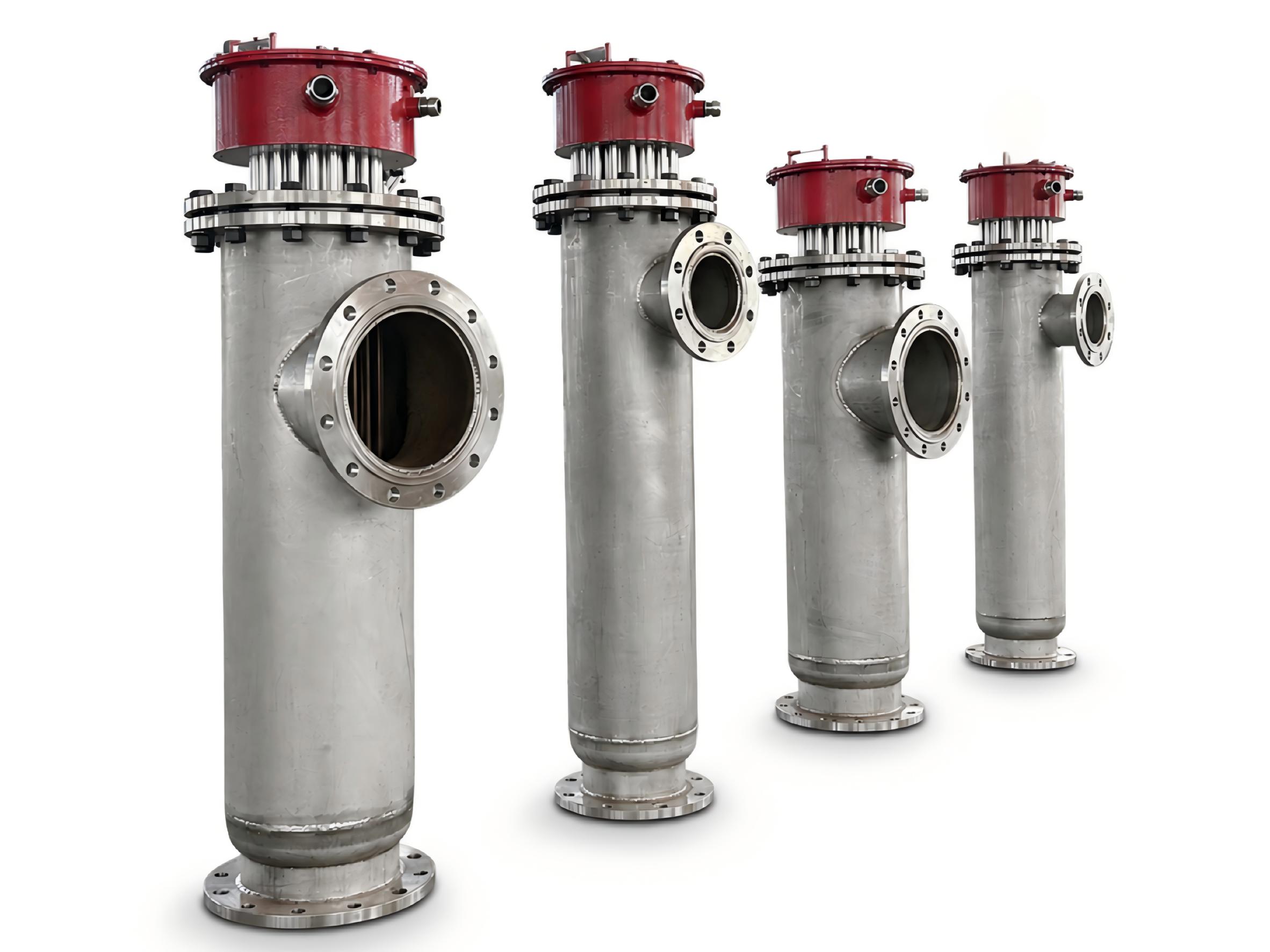 Electric inline process liquid heaters for industrial water, oil and process fluid heating