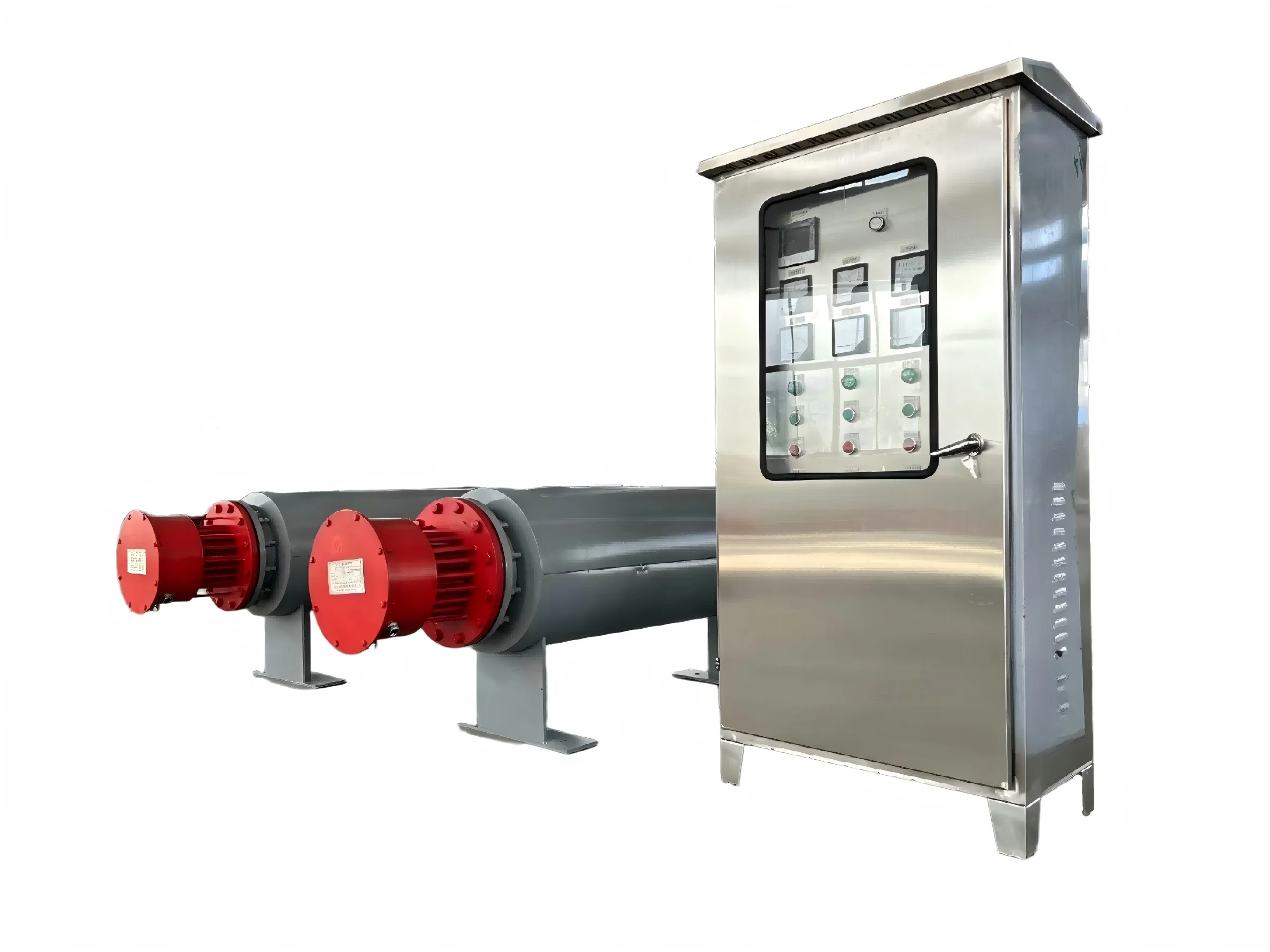Industrial electric nitrogen gas heater with control cabinet