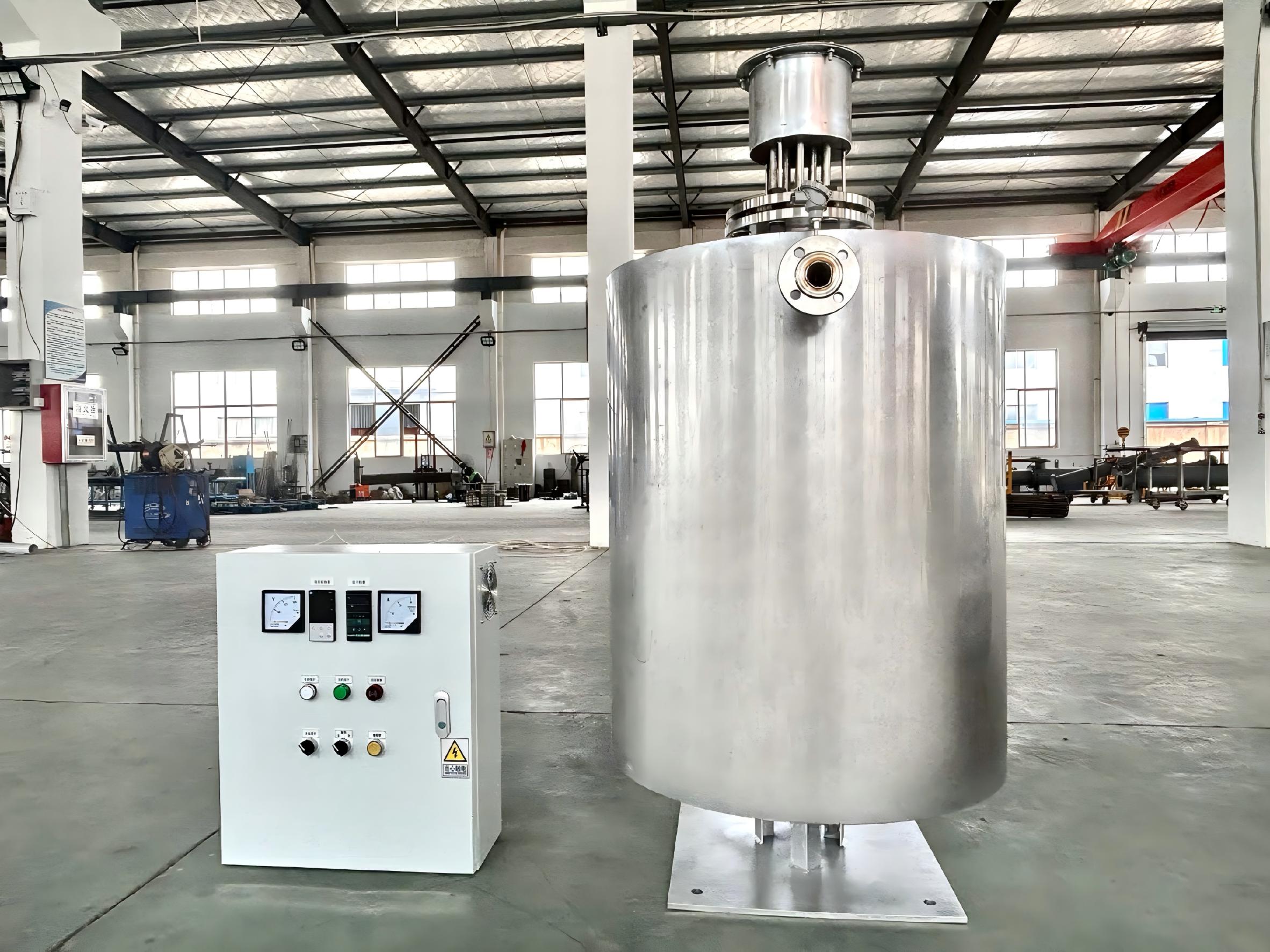 electric-liquid-process-fluid-heaters Electric tank heater with temperature control cabinet for vessel heating