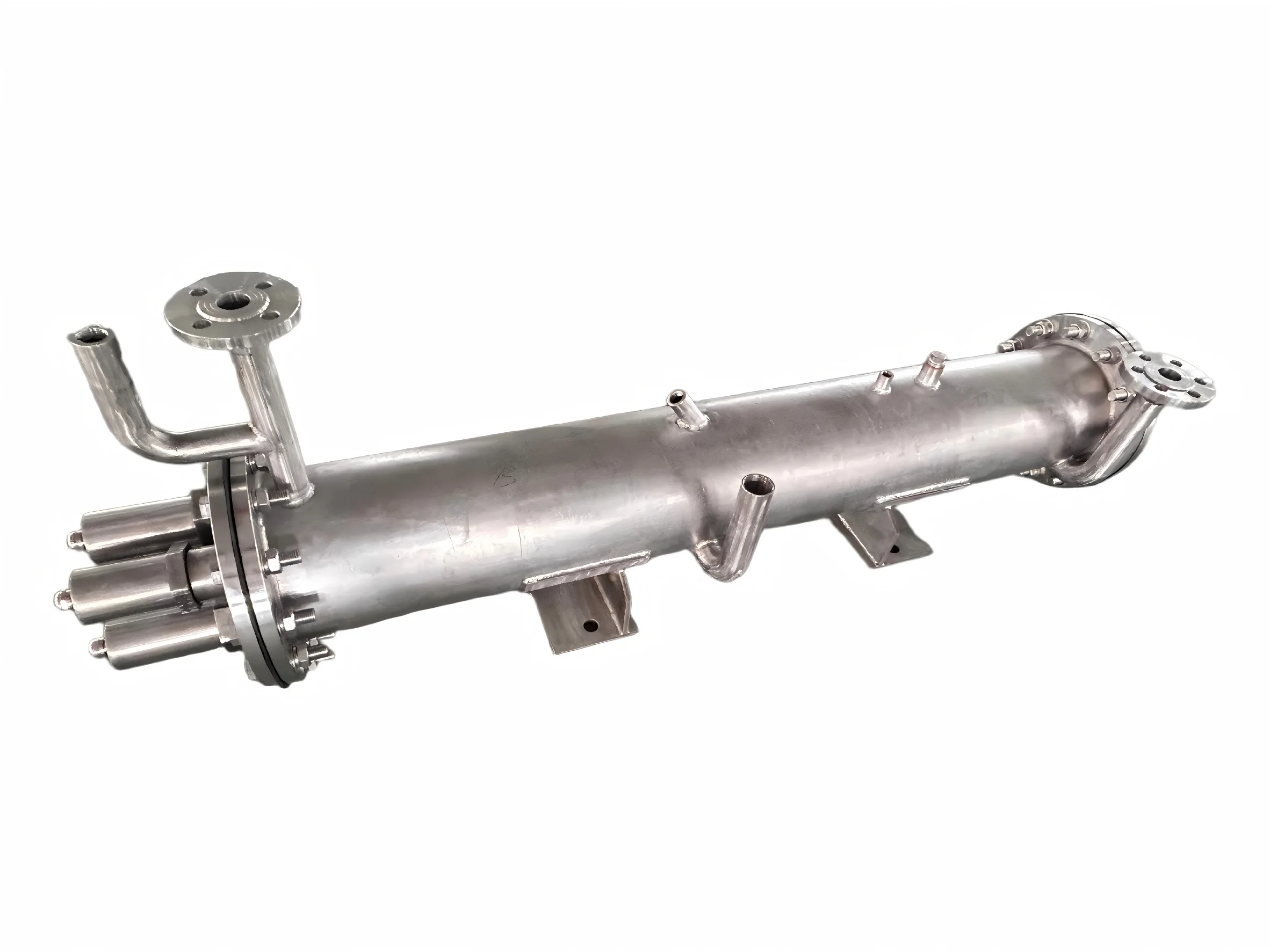 Corrosion-resistant gas heater element assembly for aggressive industrial process gases