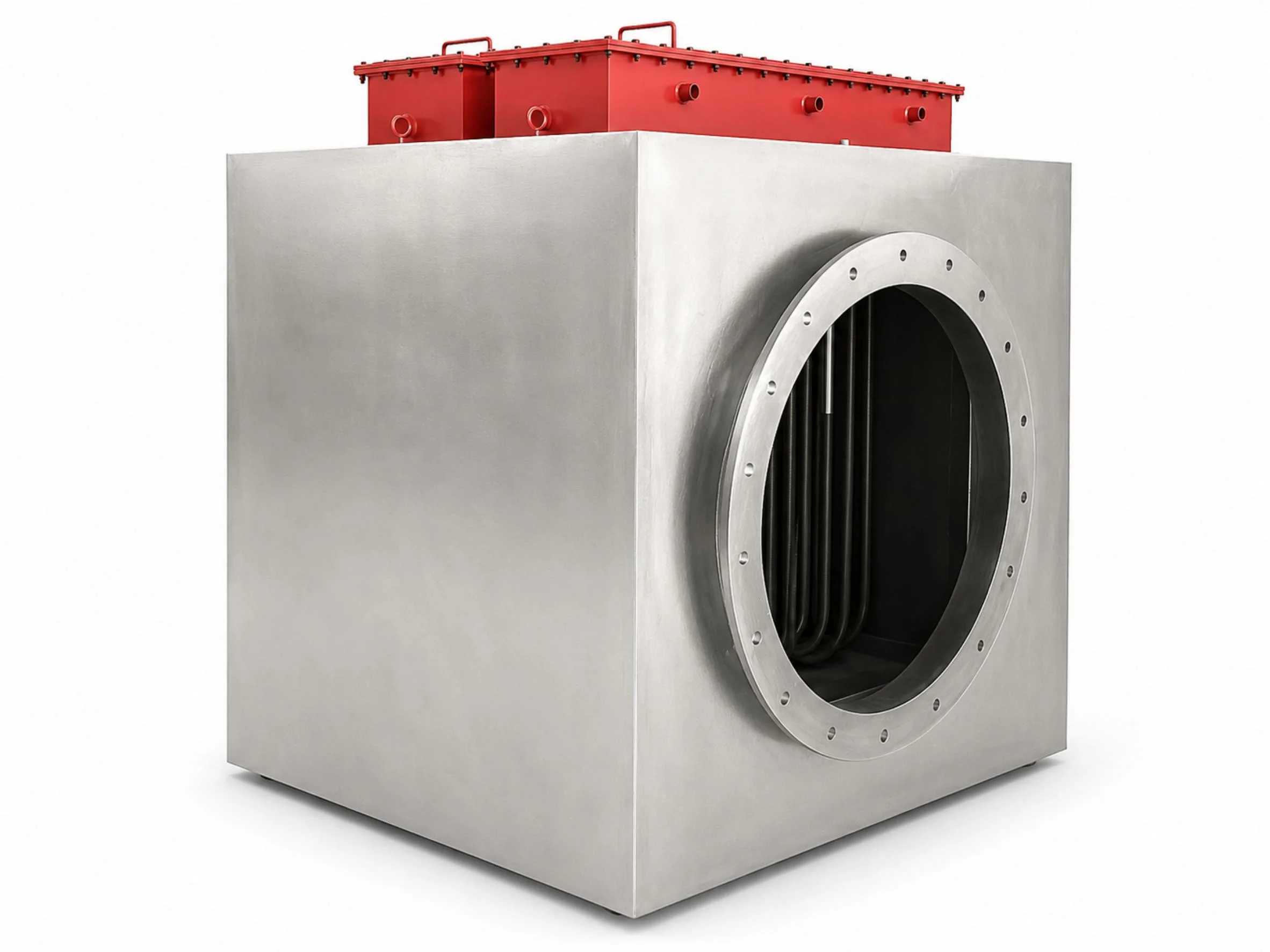 Stainless steel electric duct heater with terminal enclosure for industrial air heating