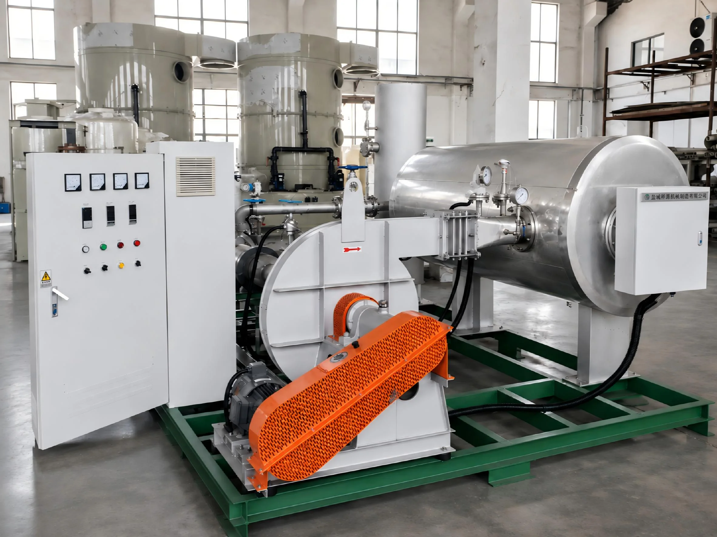 Skid-mounted electric exhaust gas heater with integrated control cabinet and blower system