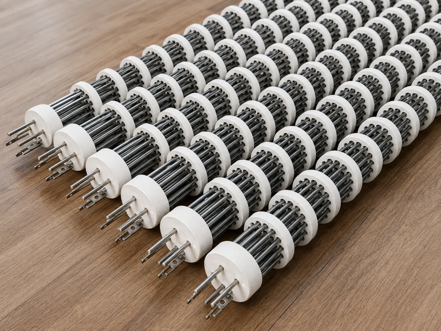 Electric radiant tube heater electrical connection ends and terminal arrangement