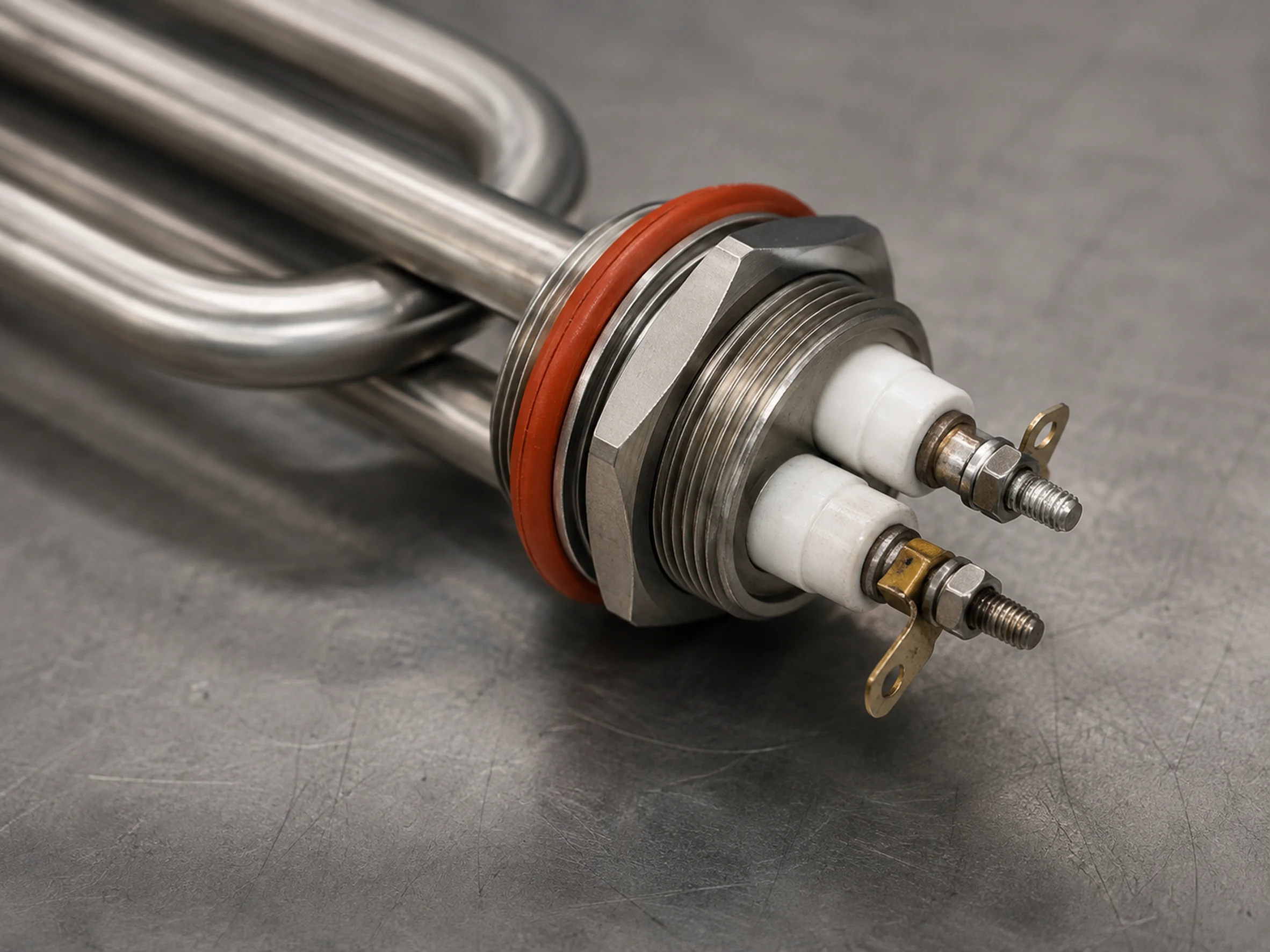 Ceramic insulation, sealing gasket and terminal protection for tubular heating elements