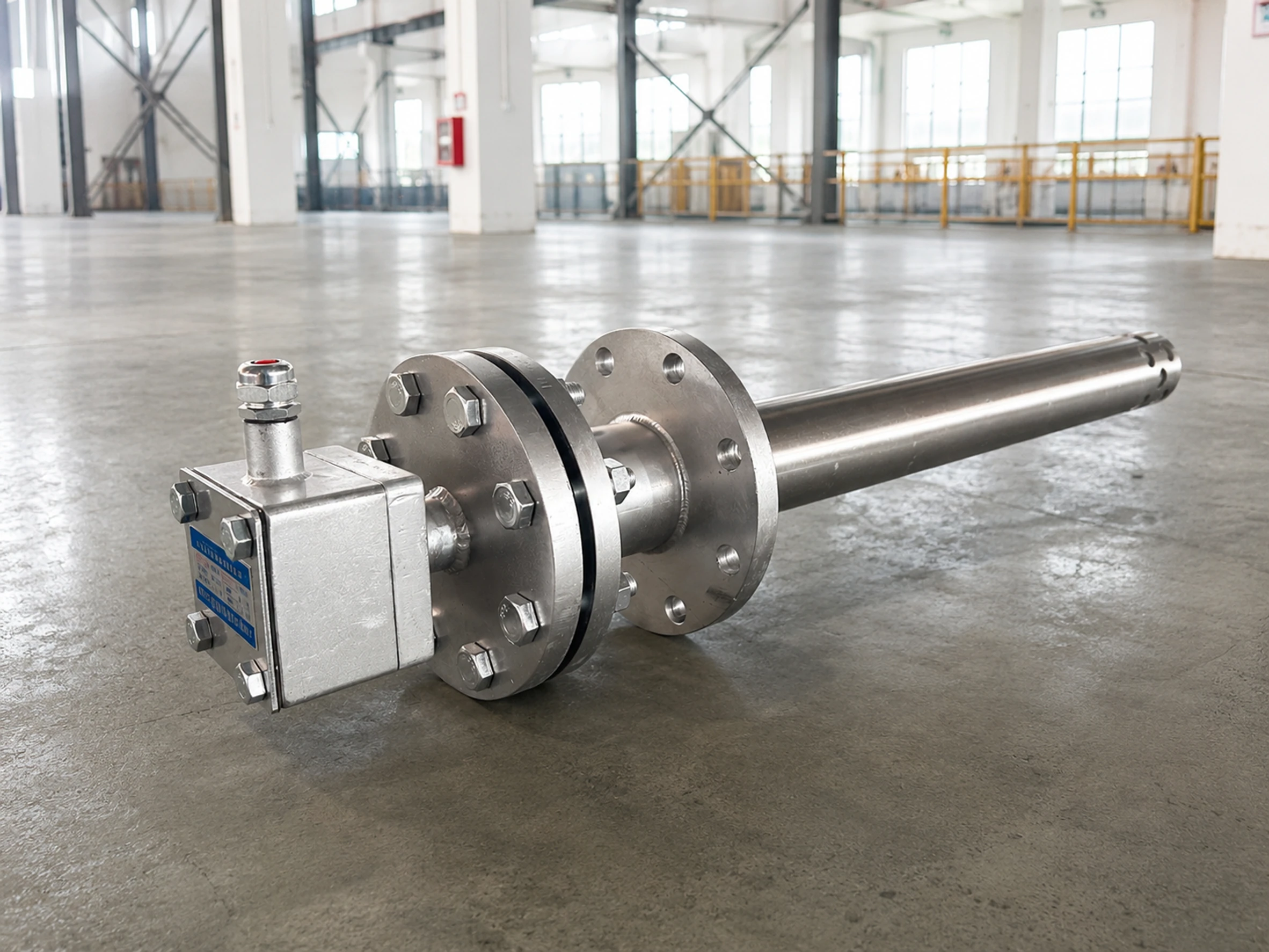 Industrial electric igniter structure with flange terminal box and protective heating section